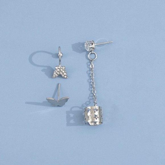 New Silver Beauty Butterfly Glossy Stone Sliver 3Pc Set - Picture 4 of 5